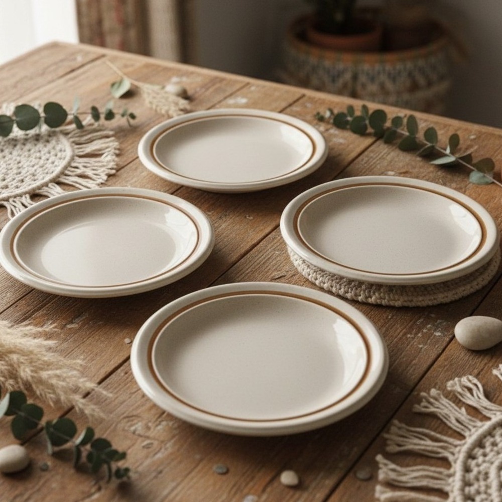 Vintage De Ville Designer Collection by Jon Paul Stoneware 4 Luncheon Plates
